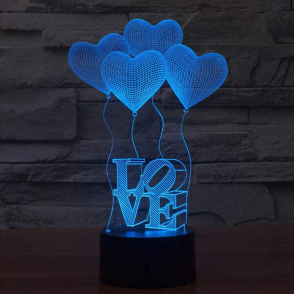 Lovely Love Heart 3D illusion Night Lamp
