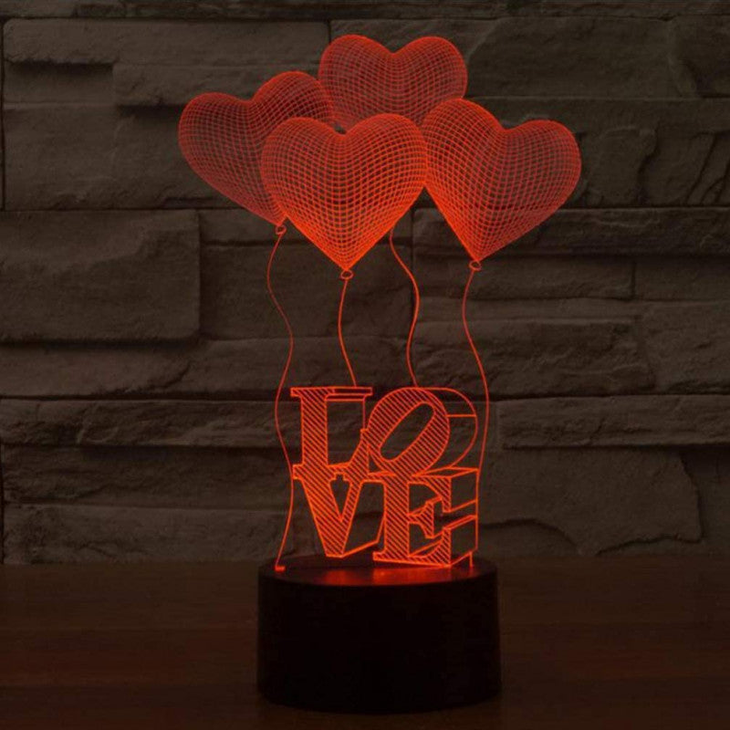 Lovely Love Heart 3D illusion Night Lamp