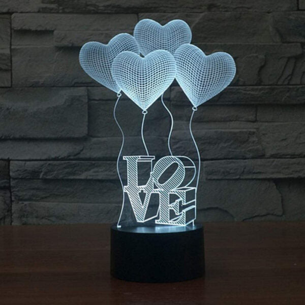 Lovely Love Heart 3D illusion Night Lamp