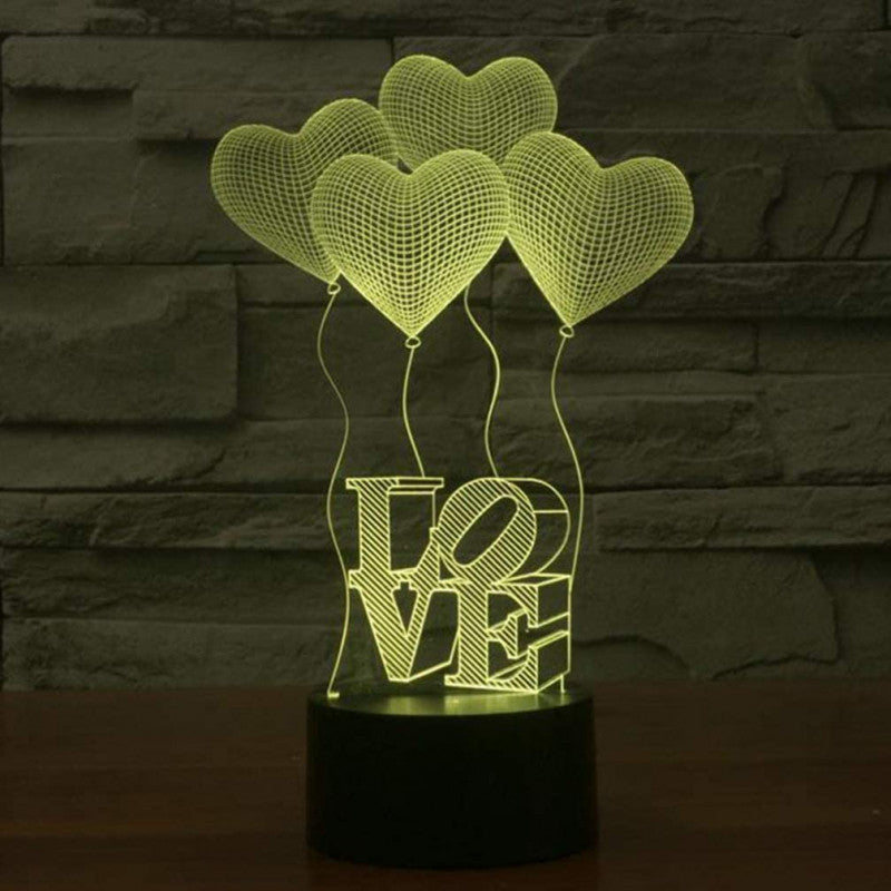 Lovely Love Heart 3D illusion Night Lamp