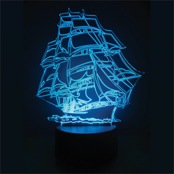 Creative Sailing Ship 3D Illusion Night Lamp