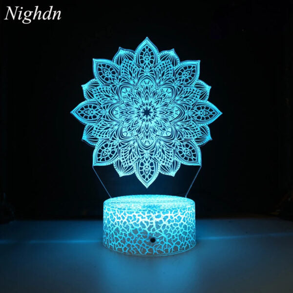 Creative Mandala Art Spiritual 3D illusion Night Lamp