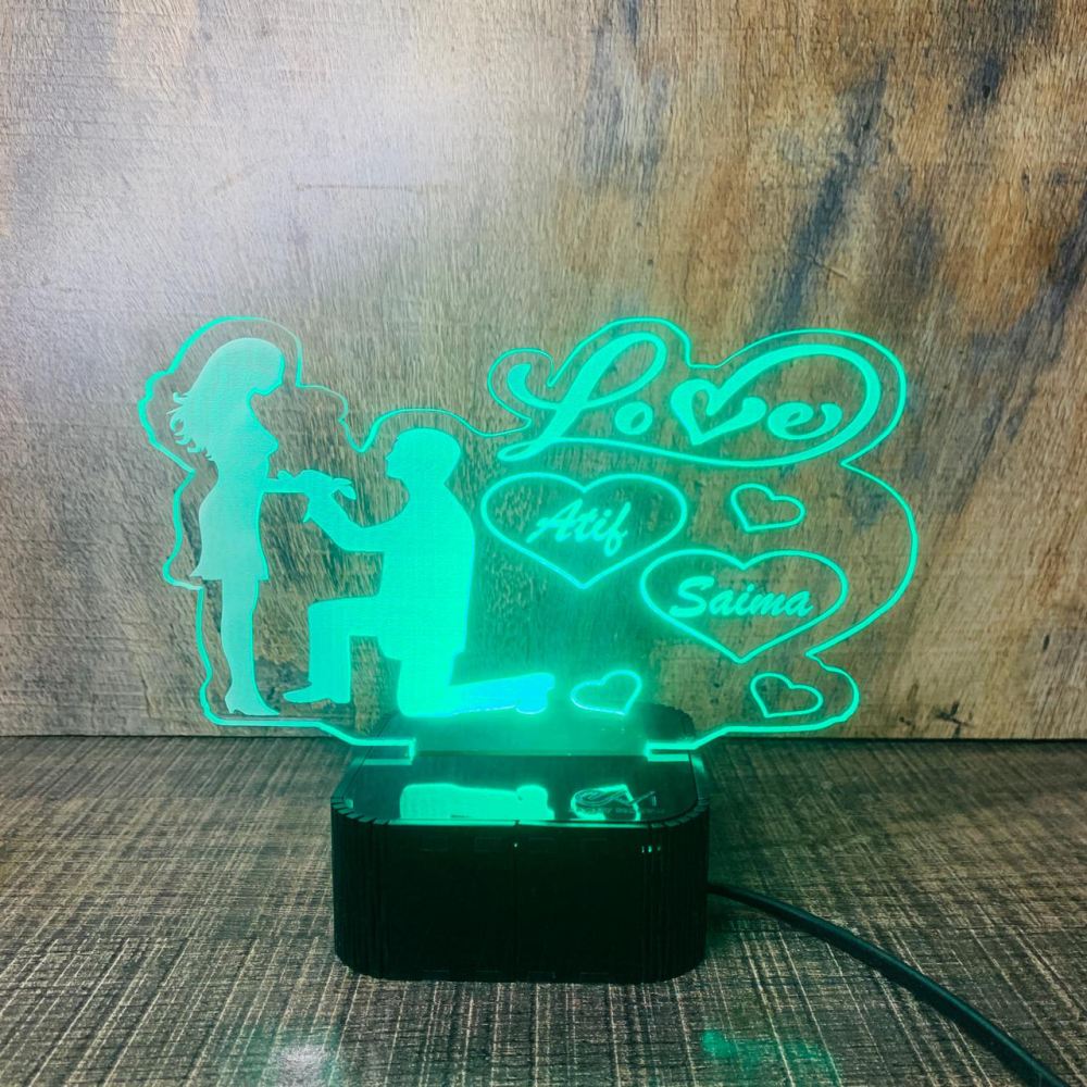 Customize Love Couple 3D illusion Lamp, 3D Light Lamp