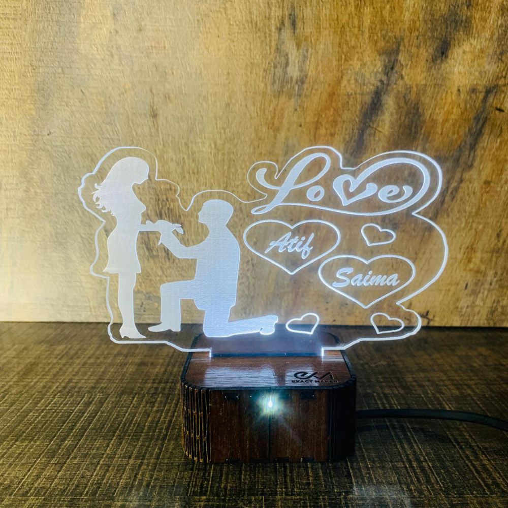 Customize Love Couple 3D illusion Lamp, 3D Light Lamp