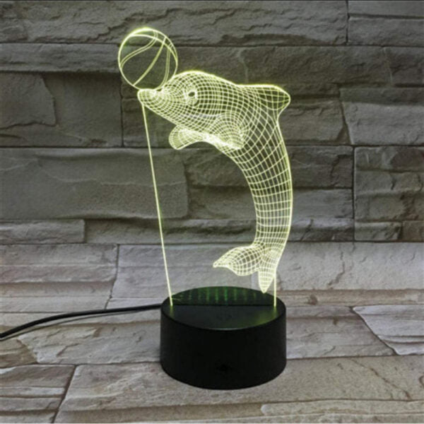Dolphin Play Football 3D Acrylic Illusion Lamp