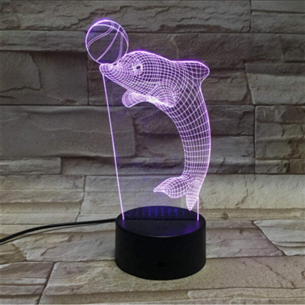 Dolphin Play Football 3D Acrylic Illusion Lamp