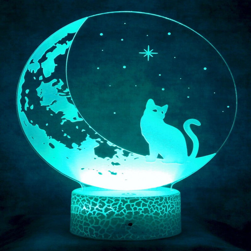 Cat on the Moon 3D Optical Illusion Night Lamp