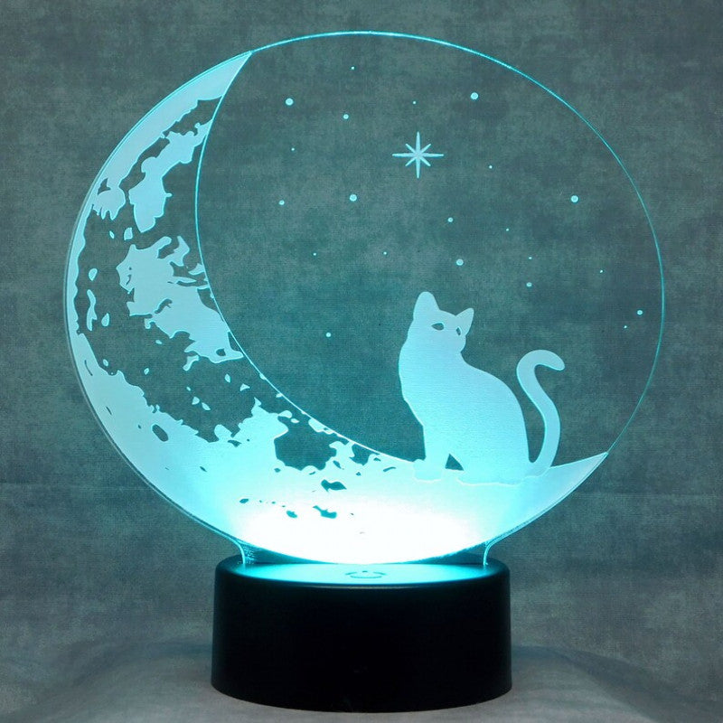 Cat on the Moon 3D Optical Illusion Night Lamp
