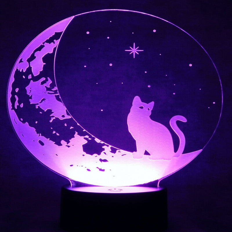 Cat on the Moon 3D Optical Illusion Night Lamp