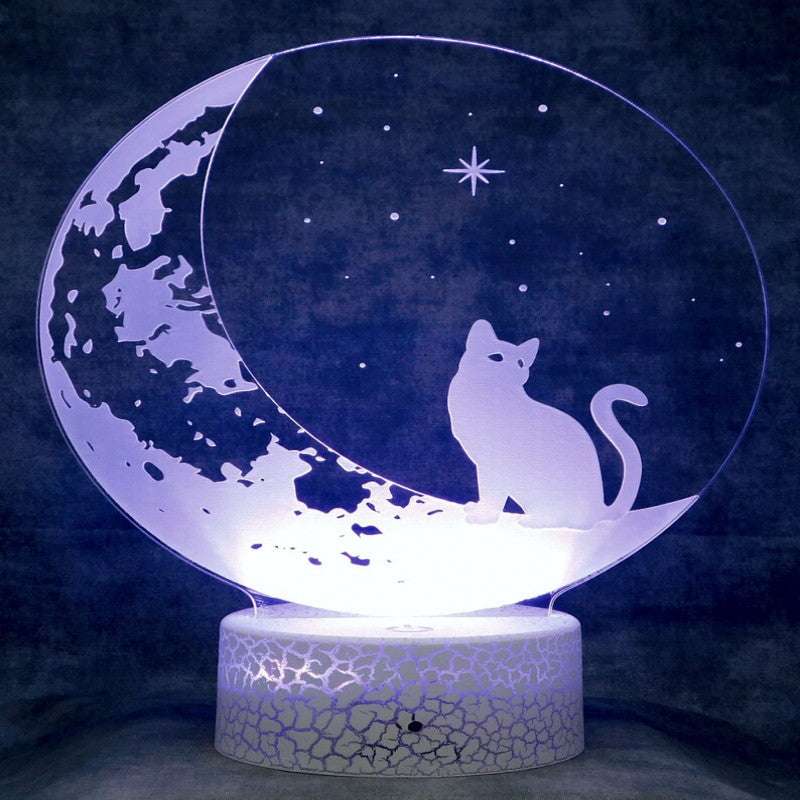 Cat on the Moon 3D Optical Illusion Night Lamp