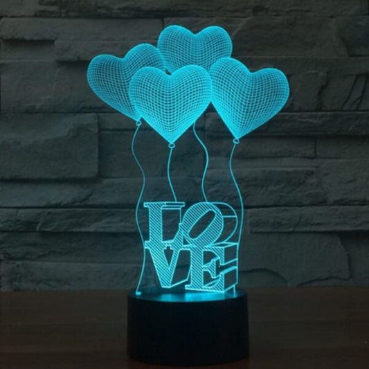 Lovely Love Heart 3D illusion Night Lamp