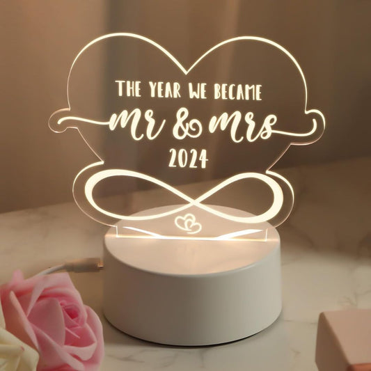The Year We Became Mr & Mrs 3D illusion Night Lamp