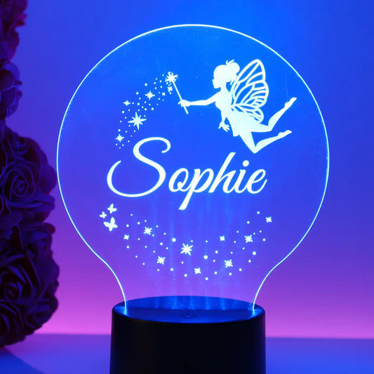 Custom Name With Cute Fairy 3D Illusion Lamp