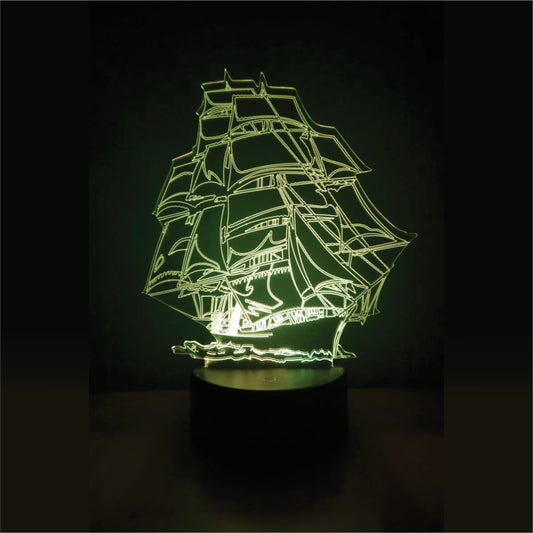 Creative Sailing Ship 3D Illusion Night Lamp