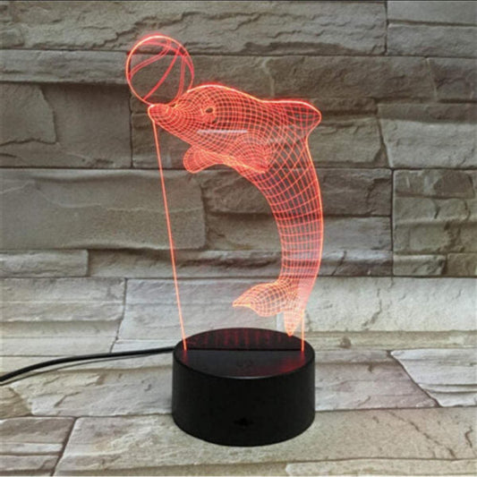 Dolphin Play Football 3D Acrylic Illusion Lamp