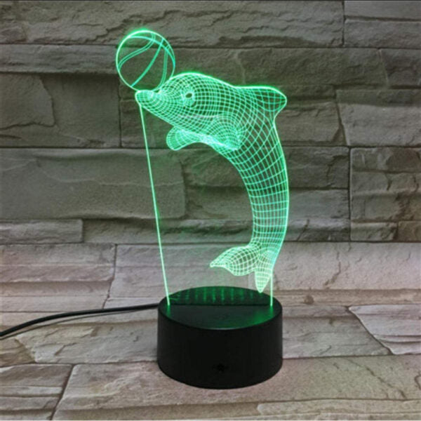 Dolphin Play Football 3D Acrylic Illusion Lamp
