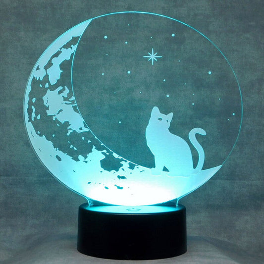Cat on the Moon 3D Optical Illusion Night Lamp